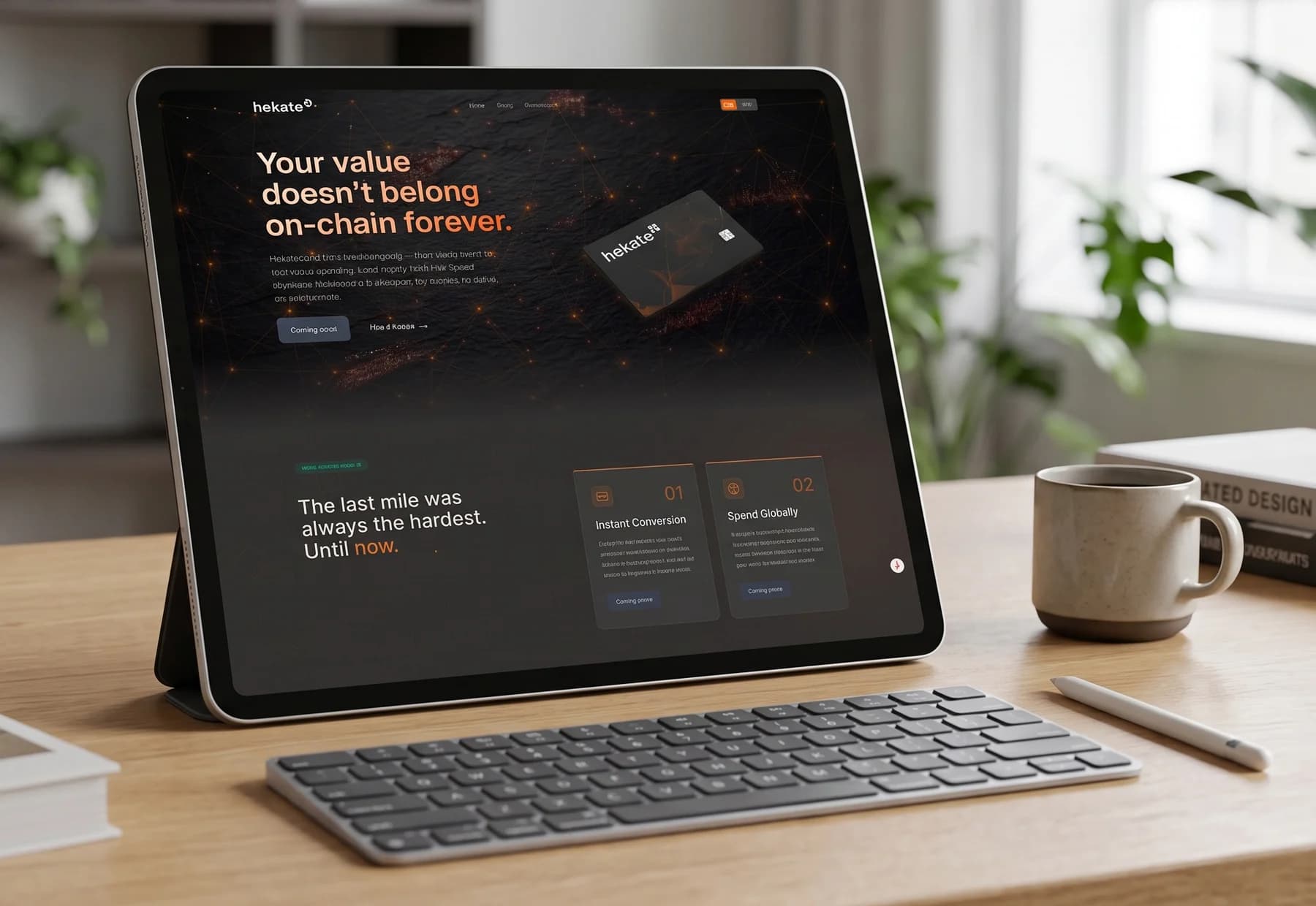 Hekate Card landing page — Your value doesn't belong on-chain forever