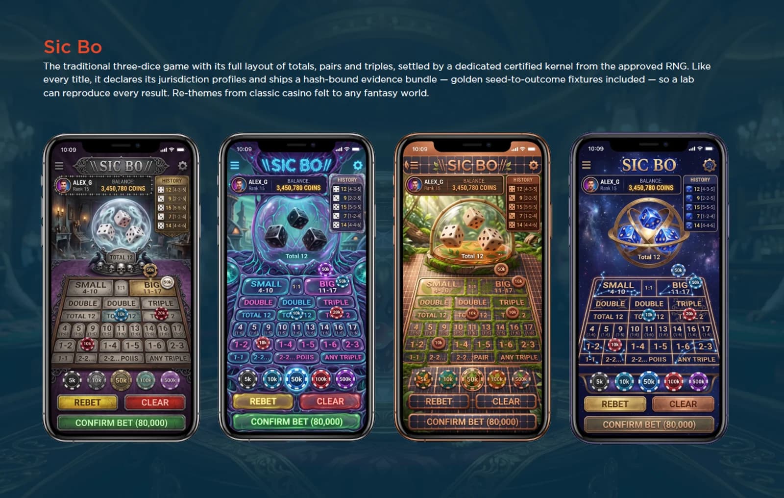 Sic Bo variants on the Snaefell casino site